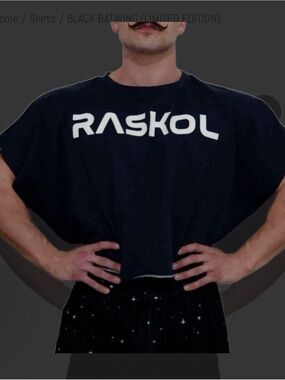 Raskol Men's batwing Black Logo Crop T-Shirt ( XXL )